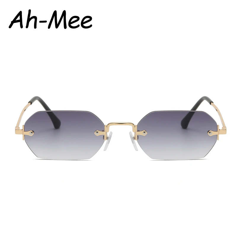 Retro Frauen Randlose Kleine Polygon Sonnenbrille Grau Braun Gradienten Sonnenbrille Vintage Dame Sommer Stil Weiblichen Brillen UV400