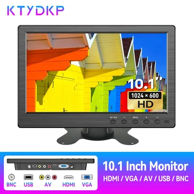 KTYDKP 10,1 Zoll Auto HDMI Monitor mit VGA für TV Computer LCD Farbbildschirm für PC Home Security System Backup Kamera Display