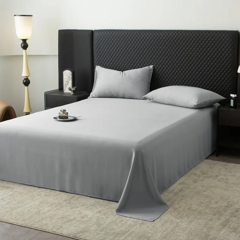 1 Stück Bettlaken für Einzel- und Doppelbett, einfarbig, graue Farbe, obere Laken, Queen-/King-Flache Laken, weiche Bettwäsche für Zuhause, 274 x 259 Image
