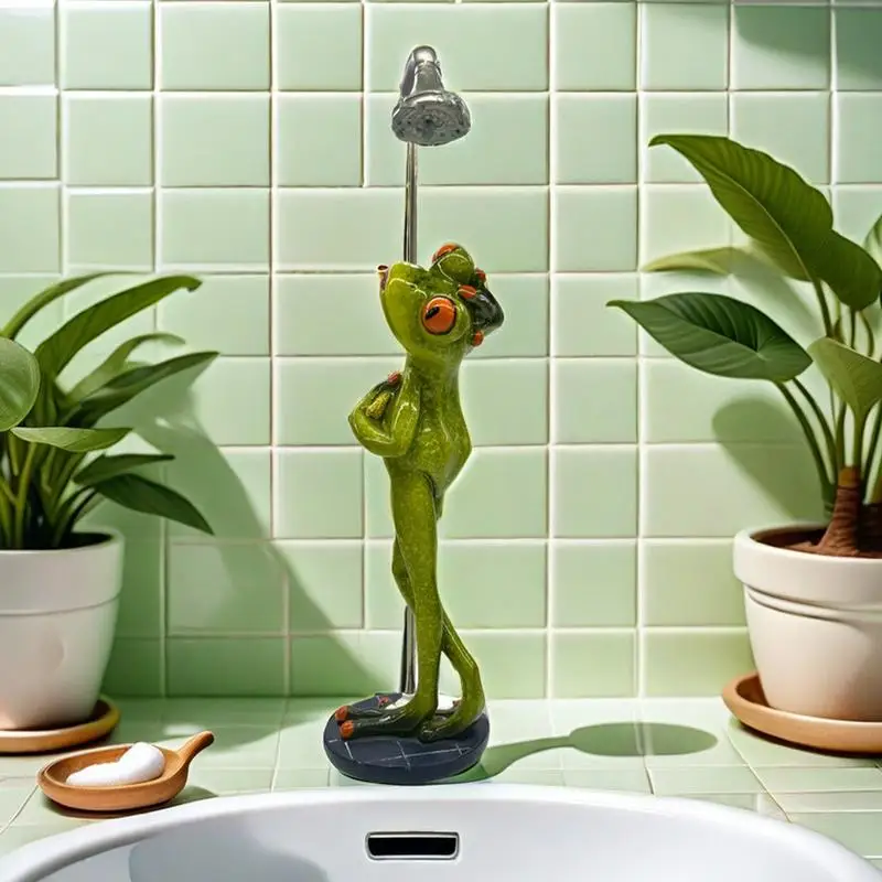 Garten Frosch Kreative Bade Frosch Figuren Terrasse Frosch Statue Outdoor Dekor Frosch Skulptur Lustige Blumentopf Dekorationen für Image