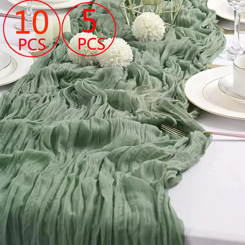 10/5 Stück 90 x 180 cm Käsetuch-Tischläufer, rustikale Gaze, Boho-Hochzeitstischdekoration, Tischdecke für Hochzeit, Party, Brautparty Image