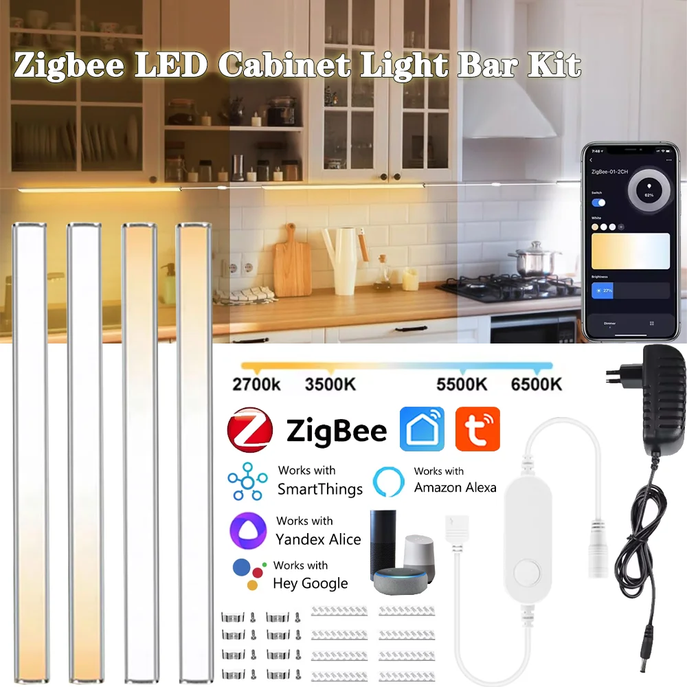 Zigbee 30CM LED Schrank Licht CCT Dimmbare LED Unter Schrank Beleuchtung Küche Schrank Dekor APP/Sprachsteuerung für Google Alexa