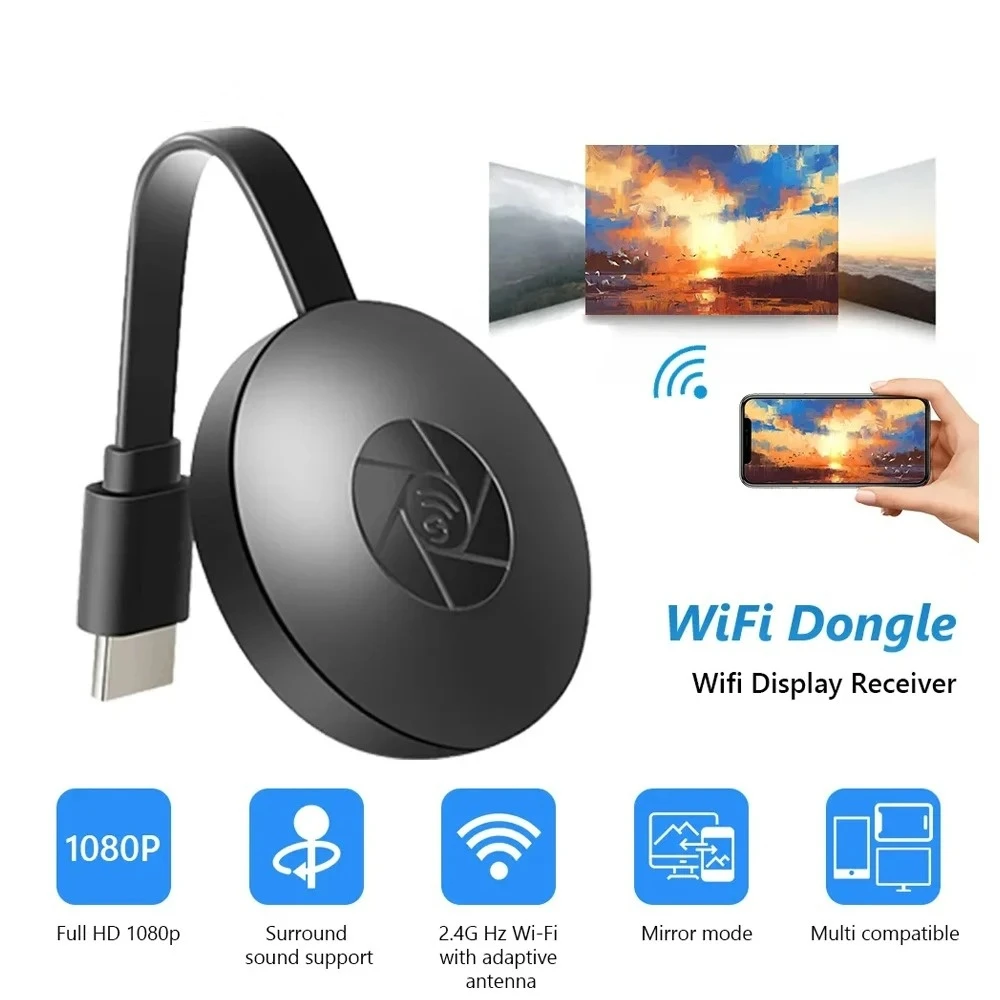 MiraScreen WiFi Display Dongle 1080P – kabelloser HDMI-Adapter für Smart TV, Android iOS Windows PC Laptop Screen Mirroring Image