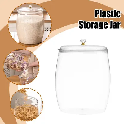 Plastic Transparent Storage Box Sealed Cereals Jar Flour Rice Nuts Beans Dry Food Container Clear Kitchen Pantry Organizer Bins