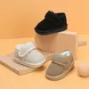 Echtes Leder Winter Baby Schuhe Warme Plüsch Kleinkind Jungen Mädchen Baumwolle Schuhe Gummi Sohle Outdoor Tennis Mode Kleine Kinder Boot