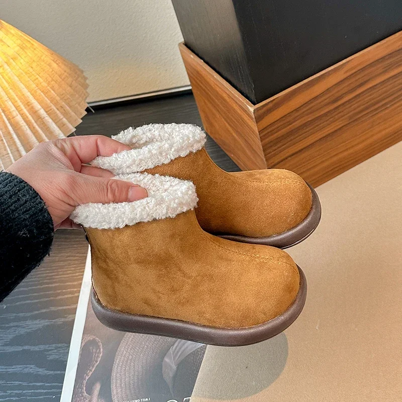 Mode Mädchen Casual Stiefel Winter Einfache Kinder Plüsch Schnee Stiefel für Jungen Im Freien Warme kinder Thermische Stiefel Vielseitig Zipper