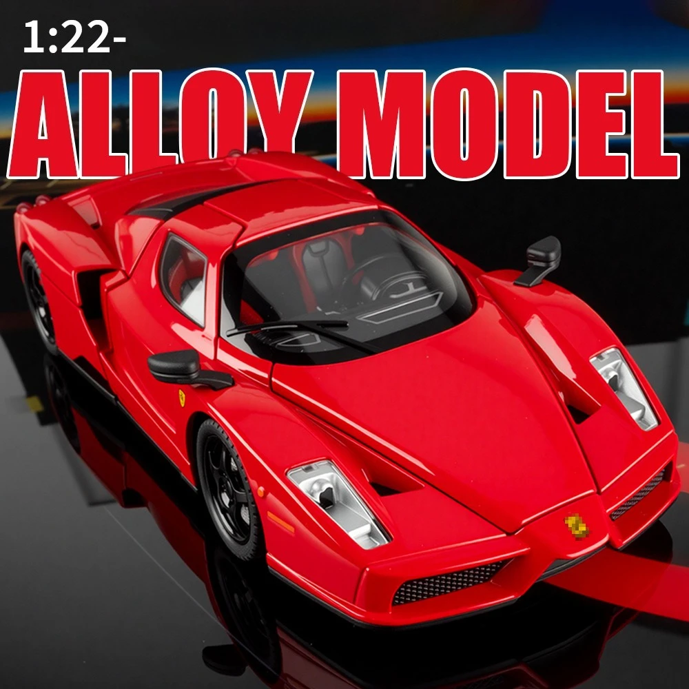 1:22 Enzo Legierung Sportwagen Modell Diecast Metall Racing Fahrzeuge Auto Modell Simulation Sound und Licht Sammlung Kinder Spielzeug geschenk Image