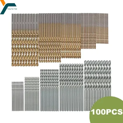 100Pcs Twist Drill Hand Electric Drill 1-3mm DIY Woodwork Drill Titanium Plated Natural Color Drill Bit Tool Accessories Set