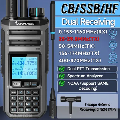 NEUE Quansheng Walkie Talkies Long Range TK11(5) 10W Dual Receiving VHF UHF AM SSB CB FM NOAA Handheld Two Way Radio Ham Amateur