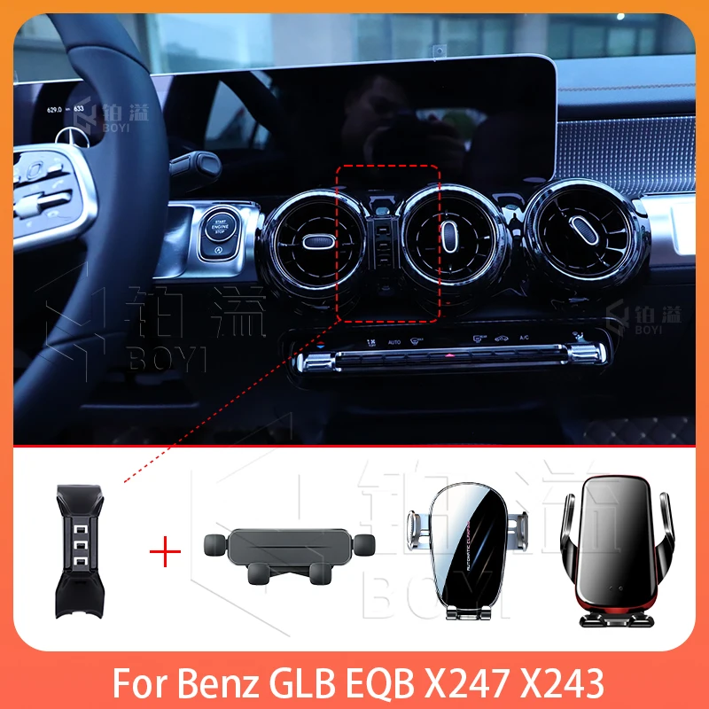 Telefon Holde Auto Für Benz GLB EQB X1247 X243 2020-2023 Mobile Unterstützung Spezielle Feste Halterung Basis Drahtlose ladestation Innen Image