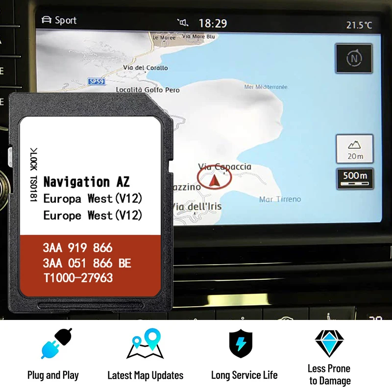 RNS315 Navigations Update EU-Karte für Volkswagen AZ V12 Western Europe GPS SD-Karte 3AA051866BE Sat Nav Image