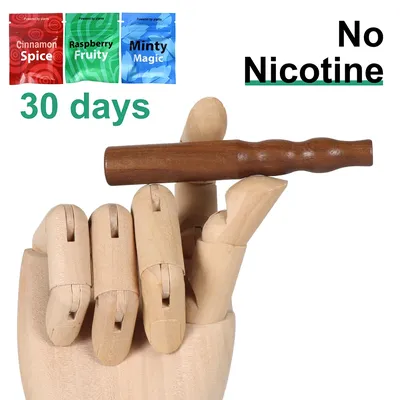 Quit Smoking No Nicotine Stop Smoking Inhaler Mouthpiece Aromatherapy Relieve Smoking Anxiety Wood Device with Air Inhaler Cores