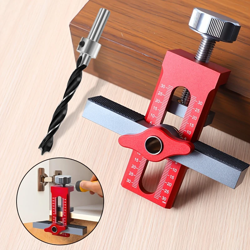Holzbearbeitung Schrank Tür Installation Jig Tür Panel Rebound Gerät Punch Montage Jig 10mm Dübel Bohren Guide Locator Image