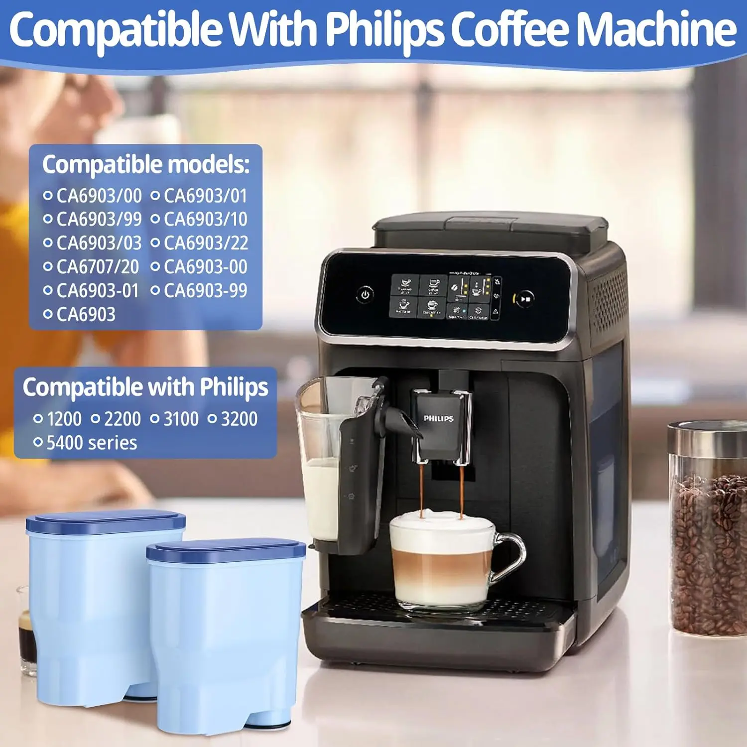 1/2/3/4/6 Stück Kaffeemaschinen-Wasserfilterteile für Philips Aqua Clean CA6903/10, CA6903/22, kompatibel mit Saeco und Philips Image