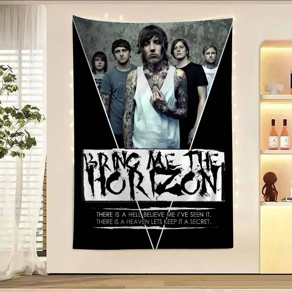 B-Bring Me The H-Horizon Anime Wandteppich zum Aufhängen, Tarot, Hippie-Wandteppiche, Wohnheim, Heimdekoration