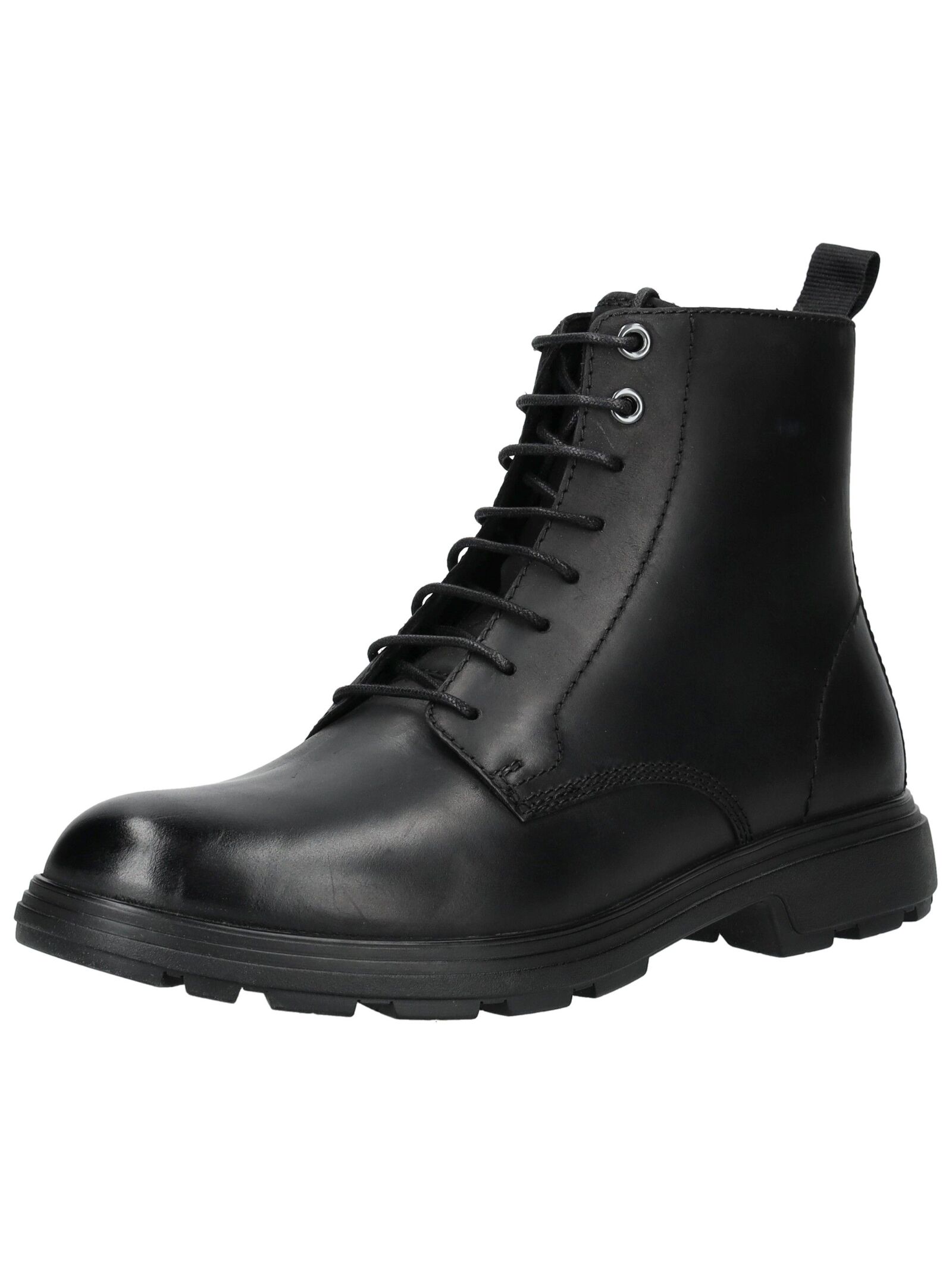 Schnürstiefelette GEOX "Geox Stiefelette Leder", Herren, Gr. 46, schwarz, Leder, Schuhe