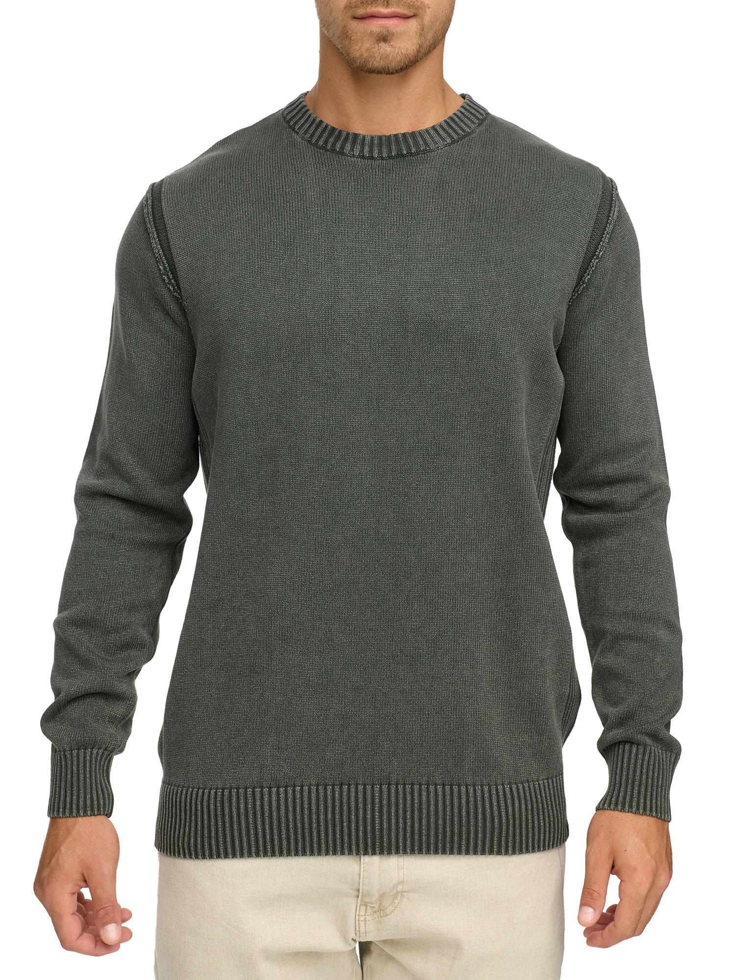 Rundhalspullover INDICODE "INNiels O-neck", Herren, Gr. XL, raven, Strick, Obermaterial: 100% Baumwolle, unifarben, regular fit, Rundhals, Rippbündchen, Pullover Image