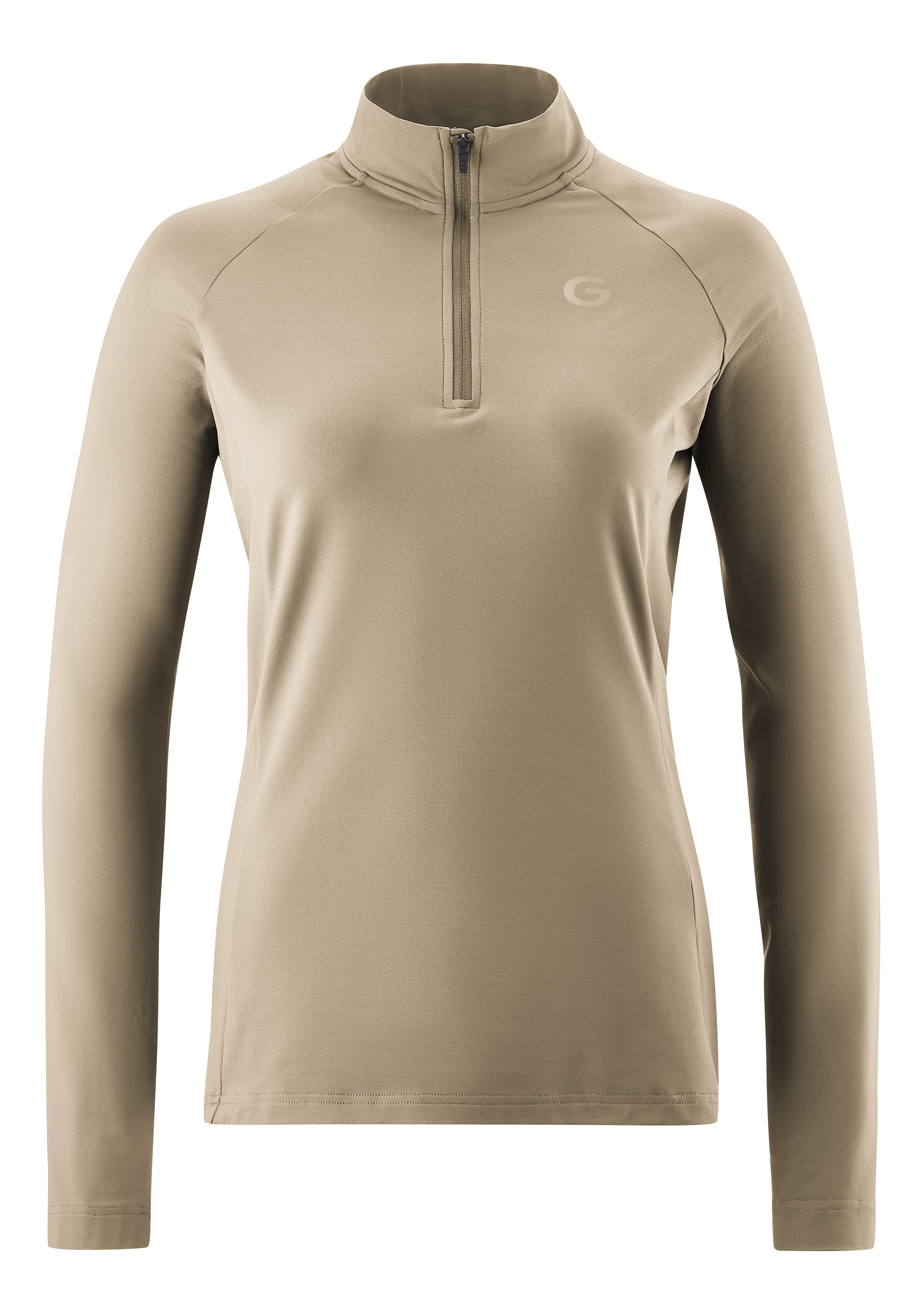 Radtrikot GONSO "Essential Jersey Longsleeve W", Damen, Gr. 34, cream, 86% Polyester; 14% Elastan, hoch geschlossener Ausschnitt, Trikots, Damen Fahrradtrikot langarm, Midlayer Trikot Image