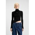 Rollkragenpullover HUGO BLUE "Somyna", Damen, Gr. XS, schwarz (schwarz 001), Rippstrick, Obermaterial: 56% Viskose, 42% Polyamid, 2% Elasthan, unifarben, casual, figurbetont, hoch geschlossener Ausschnitt, Langarm Ärmel mit Ärmelschlitz...
