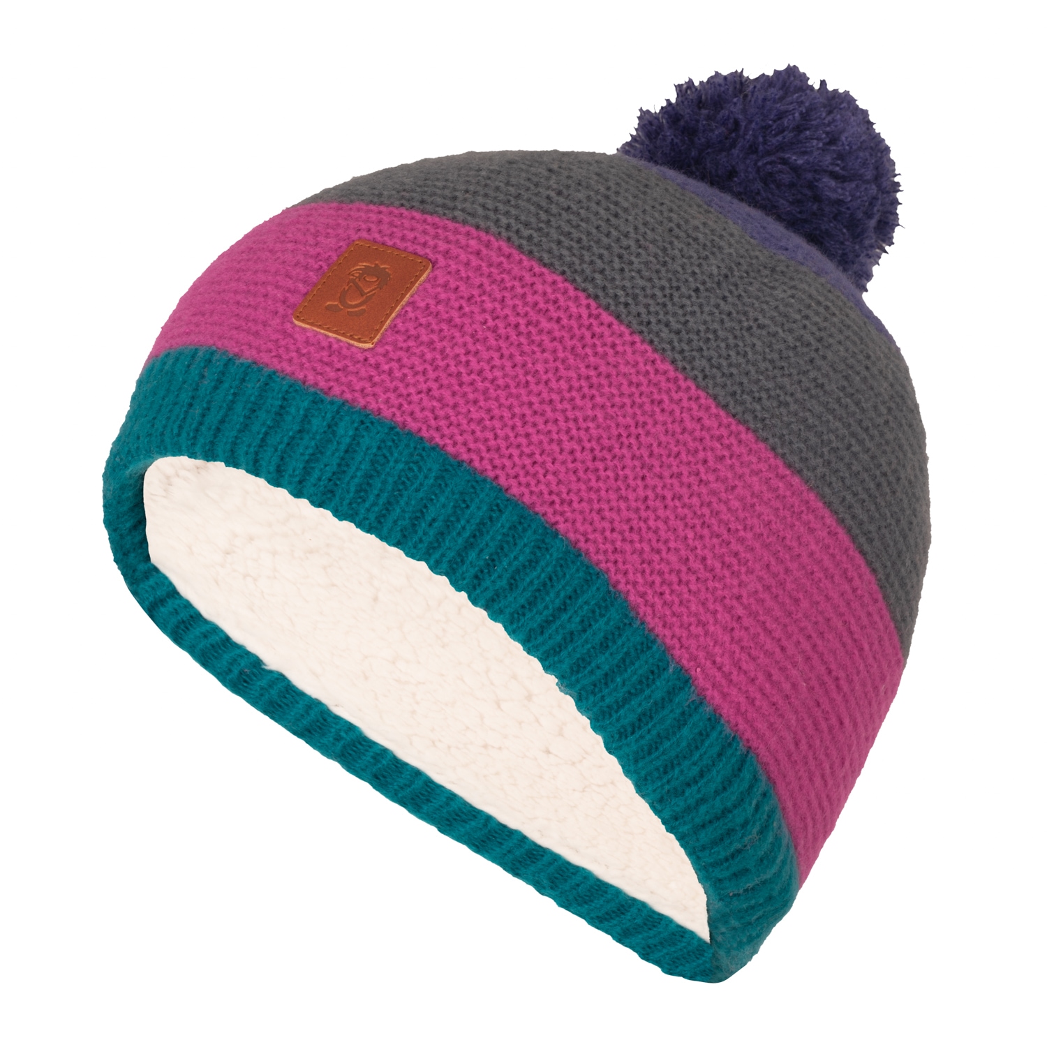 Strickmütze TROLLKIDS "KIDS GRYLLEFJORD BOBBLE CAP", Kinder, Gr. 2 (48/52), midnight petrol, schwarz pink, anthrazit, Strick, Materialmix, Sportlich, Mützen Image