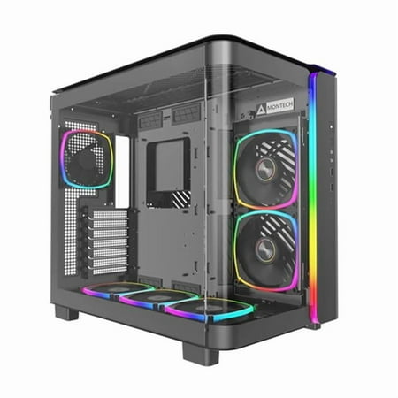 Montech KING 95 PRO-B.US KING 95 Pro B Dual-Chamber ATX Mid-Tower PC Gaming Case High-Airflow Six ARGB PWM Fan Pre-installed with Fan Hub Black