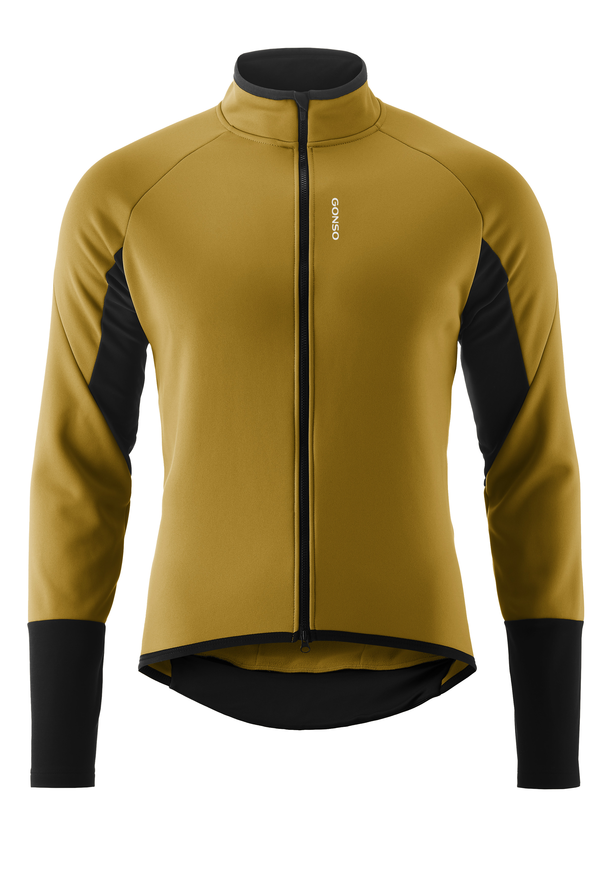 Fahrradjacke GONSO "ROAD JACKET SOFTSHELL 2 M", Herren, Gr. M, senf, 80% Polyester, 15% Polyamid, 5% Elasthan, Rundhals, Jacken, Herren Softshell-Jacke, atmungsaktive Radjacke, Tight Fit Image