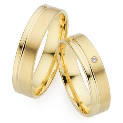 Trauring PHÖNIX "Schmuck, Partnerring, Ehering, Verlobungsring, Freundschaftsring" Gr. 66, gold (gelbgoldfarben), Fingerringe, 66, 0,01 ct SI = kleine Einschlüsse mit Brillant, Silber 925 (Sterlingsilber), 5mm, Made in Germany - wahlweise mit oder... Image