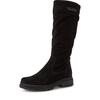 Stiefel TAMARIS, Damen, Gr. 36, Normalschaft, schwarz, Veloursleder, unifarben, modisch, Schuhe, Blockabsatz, Langschaftstiefel mit slouchy Falten am Schaft