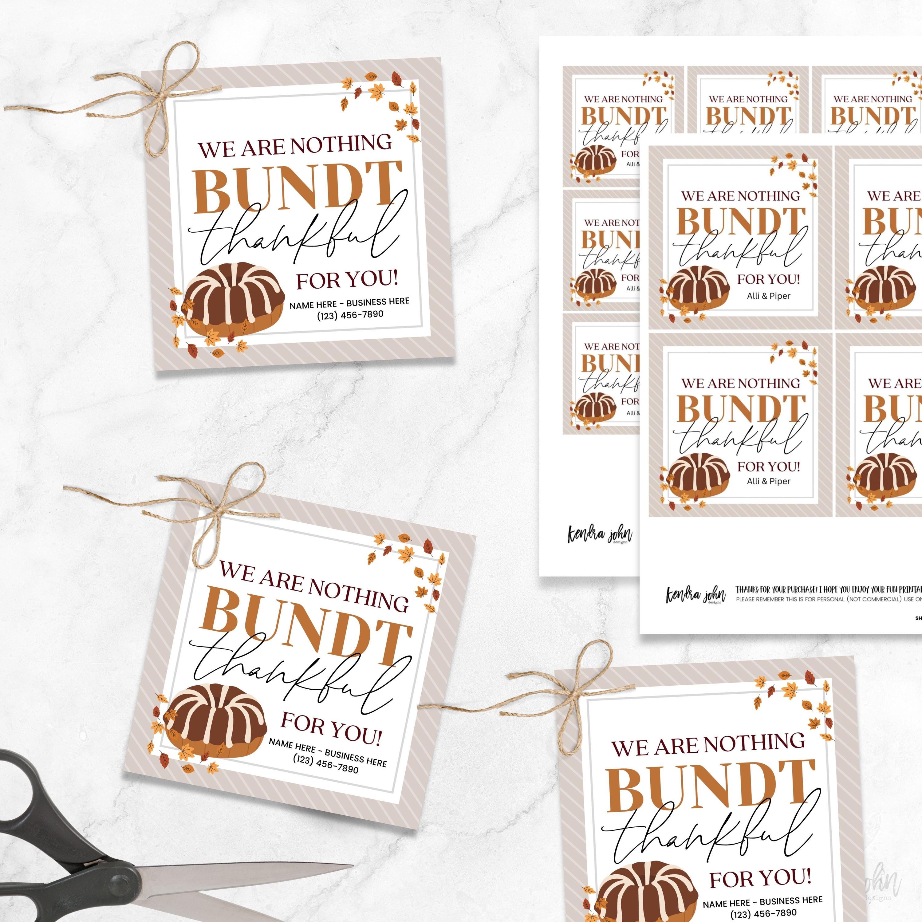 Étiquette de gâteau Bundt de Thanksgiving, gâteau Bundt reconnaissant, rien de reconnaissant Bundt, cadeau d'appréciation d'automne, cadeau d'automne