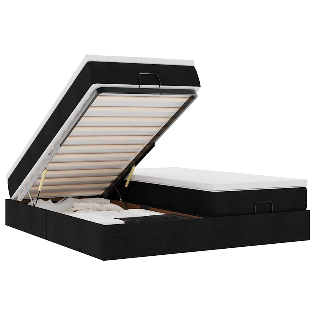 vidaXL Ottoman-Bett mit Matratzen Schwarz 180x200 cm Stoff Image