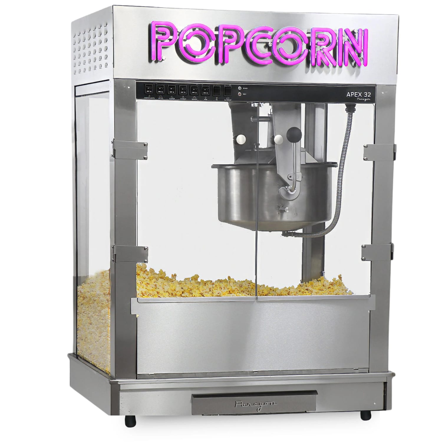 Paragon 1132600 Apex Series Popcorn Machine w/ 32 oz Kettle - Stainless Steel, 120/240v, Silver