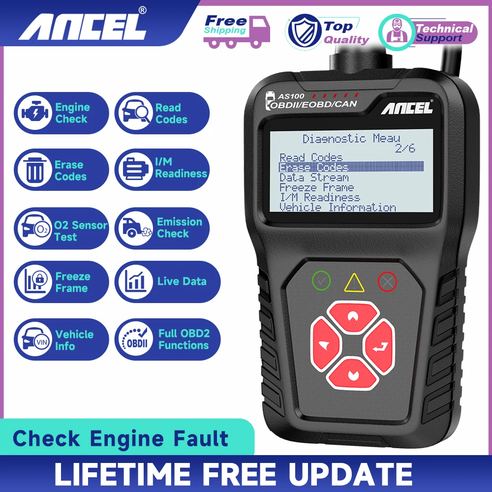 ANCEL AS100 OBD 2 Scanner OBD2 lecteur de Code moteur analyse du moteur lecture Code effaçable Code outil de Diagnostic automatique pour Mercedes Opel