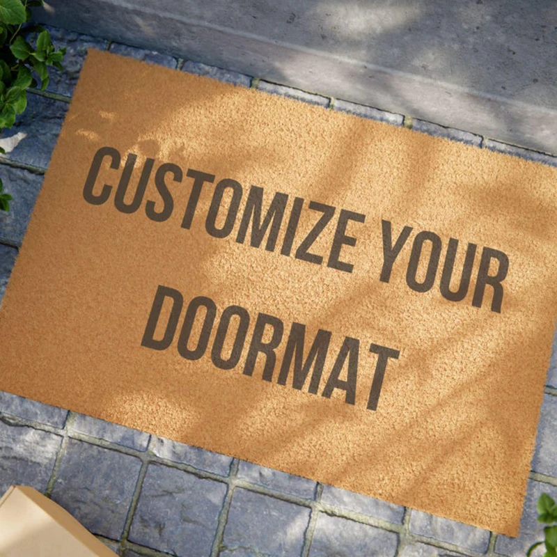 Einzigartige individuelle Fußmatte, Einweihungsgeschenk, Hochzeit, neue Heimdekoration, individueller Text, Logo, Willkommensmatte für Freunde, Familie, langlebig, rutschfest Image