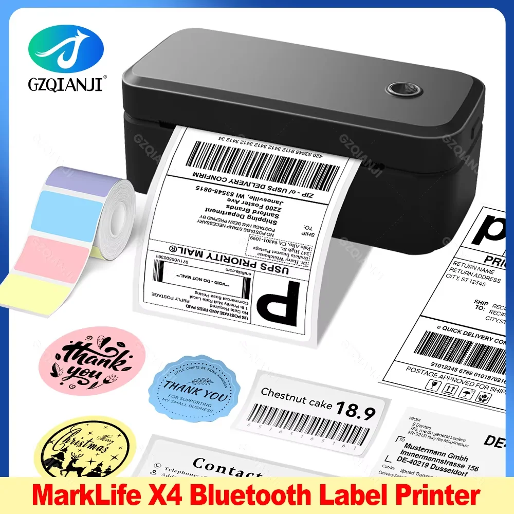 4 Zoll 110 mm Marklife X4 Bluetooth Thermo-Etikettendrucker Wireless Shipping Express Maker kompatibel mit iPhone Android Windows Image