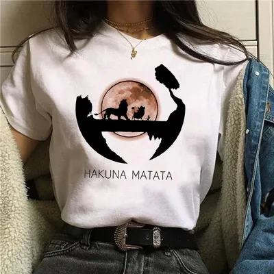Fashion Funny Kawaii 90s The Lion King T-shirt Funny Disney T Shirt Harajuku Hakuna Matata Tshirt Women Top Tees Female Clothes