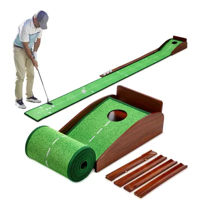 Putting Green Indoor Mat Outdoor Golf Putting Mat with Automatic Ball Return - Ideal for Home, Office, and Outdoor Use