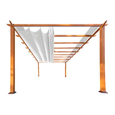 Paragon Outdoor 11 x 11 ft. Florence Soft Top Aluminum Pergola (Canadian Wood / Silver Canopy)