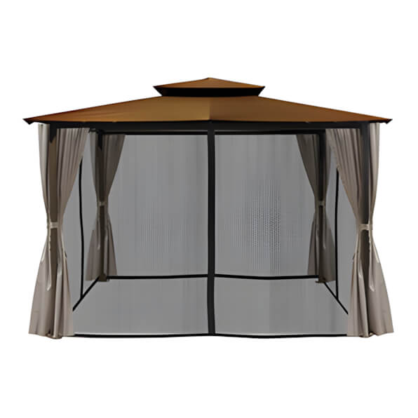 Paragon Outdoor 10 x 12 ft. Barcelona Soft Top Gazebo with Mosquito Netting and Privacy Panels (Cocoa Canopy)