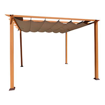 Paragon Outdoor 11 x 11 ft. Florence Soft Top Aluminum Pergola (Canadian Wood / Cocoa Canopy)