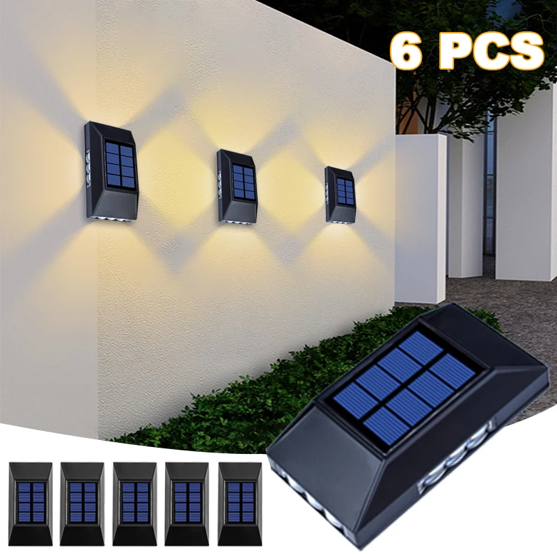 1/2//6 stücke LED Solar Wand Lampe Garten Im Freien Wasserdichte Vier Seiten Leuchtende Licht Treppe Balkon Beleuchtung Solar wand Lichter