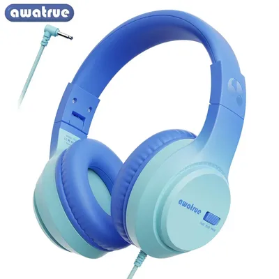 Awatrue Kids Study Headphones Headset Headphone Cartoon Earphone with Mic Music Headset Limited Volume 74dB/85dB for Children