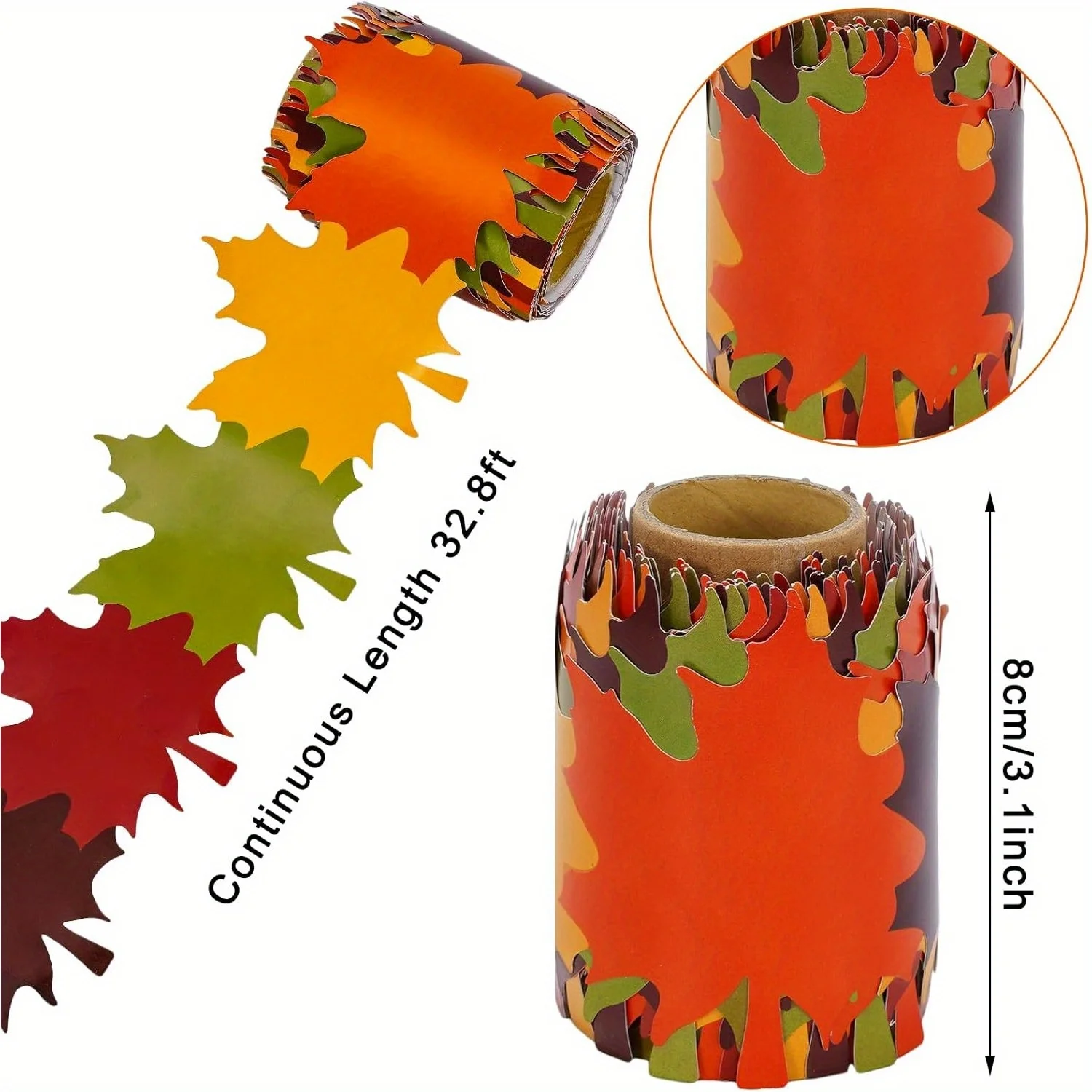 1 Rolle gestanzte Pinnwandbordüre mit Herbst-Ahornblatt-Motiv – lebendige Dekore mit Herbstmotiv für Thanksgiving, Klassenzimmer, Bürodekoration Image