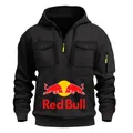 Felpa con cappuccio con zip di grandi dimensioni con logo Red Bull Felpa stampata alla moda casual Pullover sportivo streetwear ampio per l'autunno e l'inverno
