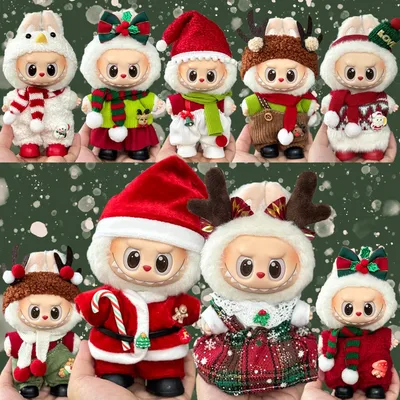 Labubu Christmas Clothing V1 V2 V3 Plush Dolls Santa Claus Clothing Accessories Labubu Dolls Christmas Atmosphere Decoration