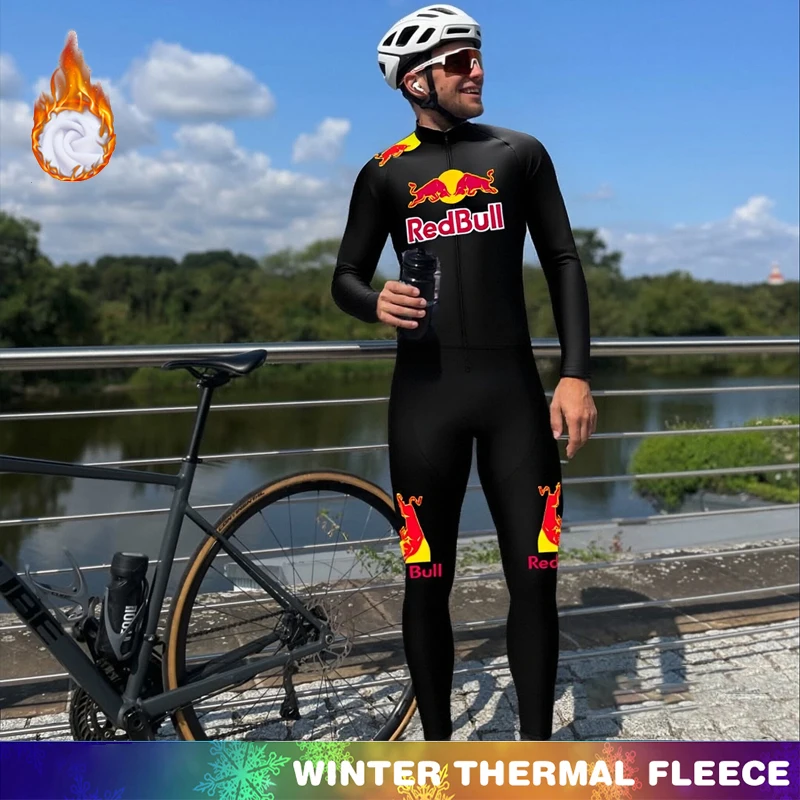 Maglia termica Ciclismo Red Bull Abbigliamento Uomo 2025 Pile Abbigliamento Mtb Uomo Set invernale Biciclette Uomo Maillot Outfit Bicicletta