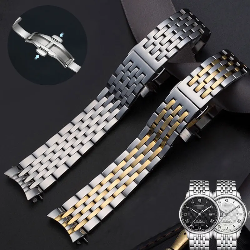 Für Tissot Herren Gentleman 1853 Le Locle Couturier T006 T41 UhrenarmbänderSolid Edelstahl Wasserdicht Anti-Rost 19MM Uhrenarmband Image
