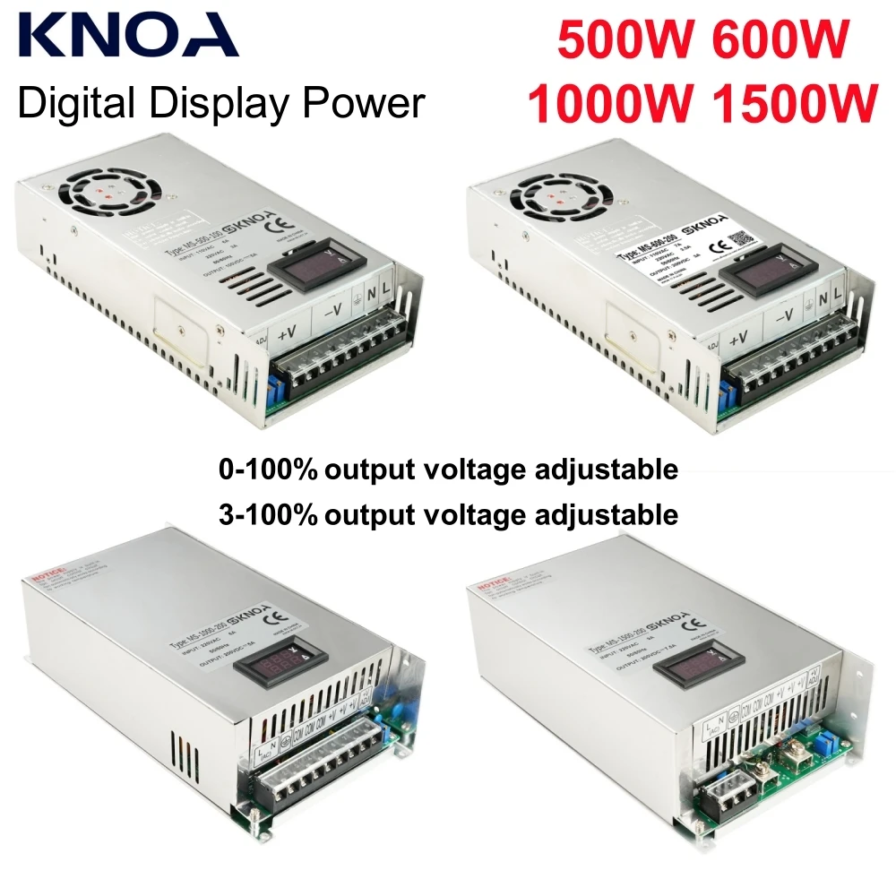 Digitalanzeige Einstellbar 500W 600W 1000W 1500W Netzteil 0-12V 15V 24V 36V 48V 60V 72V 85V 90V 110V 150V 200V Ac zu DC Smps Image