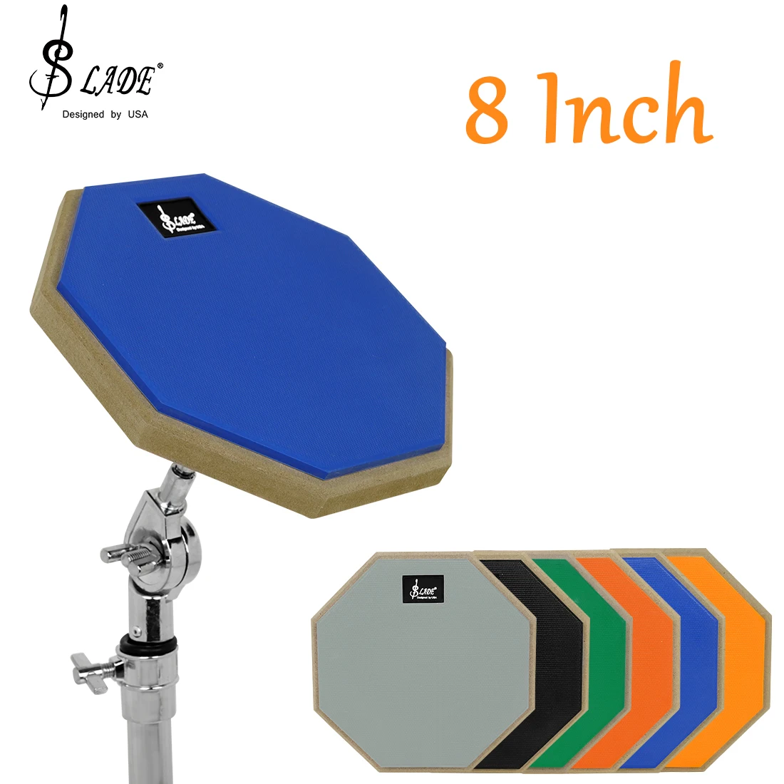 SLADE 8-Zoll-Trommel-Übungspad, leises Trommelpad, Gummi, Holz, stumme Trommel, Stummschaltungspad, Training für Jazz-Trommeln, Anfänger, Übungsteile Image