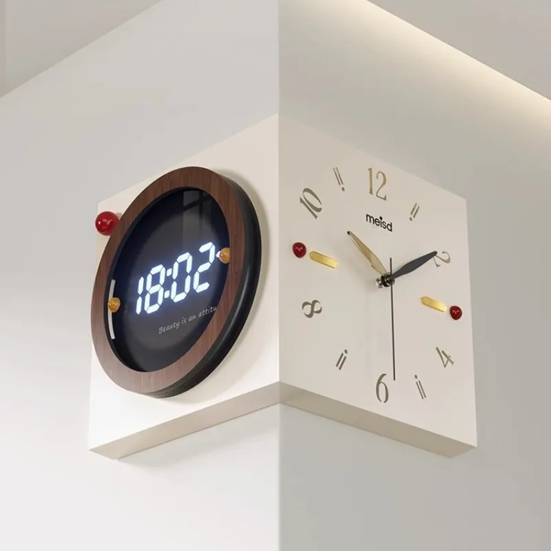 Eckwanduhr, doppelseitige Wanduhr, moderner Luxus, ästhetisch, große LED-Uhren, geräuschlos, elegant, dekorative Wohnzimmeruhren