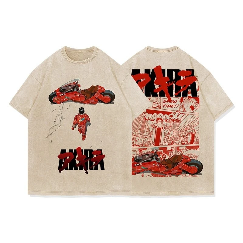 Akira Anime Herren Kurzarm T-Shirt Grafik T-Shirt Streetwear Vintage gewaschene Baumwolle Sommer Casual Top japanische Manga Y2k Kleidung Image